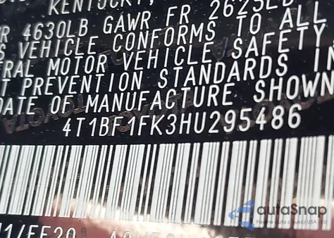 2017 Toyota Camry Se z USA, uszkodzony, nr VIN 4T1BF1FK3HU295486